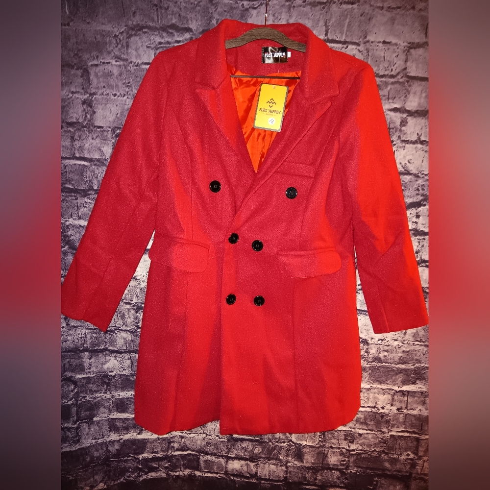 NWT Flex Supply Red Pea Coat sz XXL